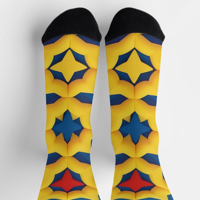 Lebhaftes geometrisches Muster mit fetten Farben Socken (Oben)