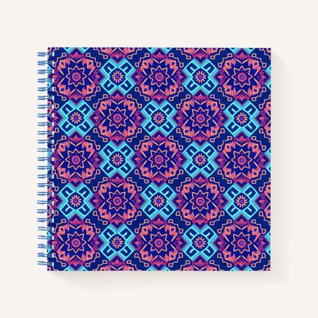 Lebhaftes geometrisches Muster Notizbuch (Vorderseite)