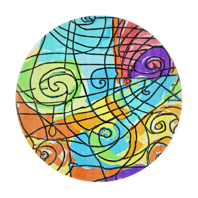 Lebhaftes geometrisches Muster Schneidebrett (Vorderseite)