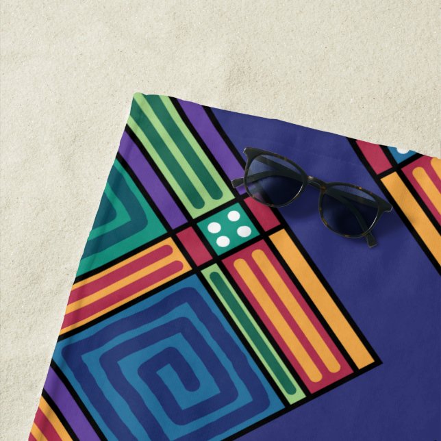 Lebhaftes geometrisches Muster Strandtuch (Beispiel)