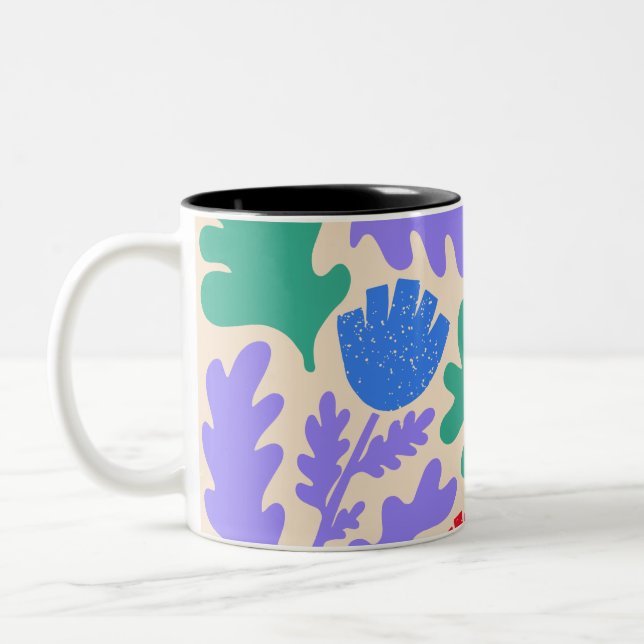 Lebhaftes geometrisches Muster Zweifarbige Tasse (Links)