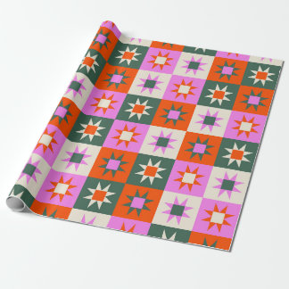 Lebhaftes geometrisches Sternmuster Geschenkpapier