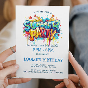 Lebhaftes Graffiti Style Summer Party Einladung