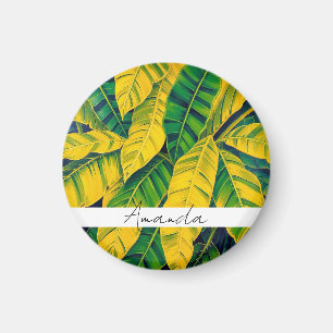 Lebhaftes Green & Yellow Banana Leaf Muster Magnet