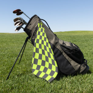 Lebhaftes grünes und graues, kariertes Muster Golfhandtuch