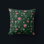 Lebhaftes, grünes und rosa Blumenmuster Kissen<br><div class="desc">Vibranntes, grün und rosa, florales Wasserfarbmuster mittlerer Größe</div>