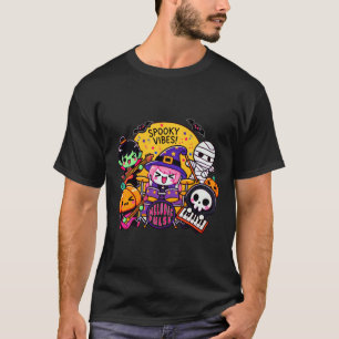 Lebhaftes Halloween-Band: Spooky Vibes Artwork T-Shirt