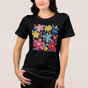 Lebhaftes, handgemaltes Wasserfarbenmuster Tri-Blend Shirt