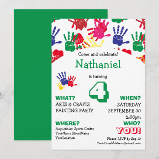 Lebhaftes Handprints von Kindergeburtstag-Party Einladung