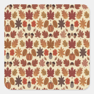 Lebhaftes Herbstleaves Muster mit Herbstfarben Quadratischer Aufkleber