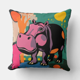 Lebhaftes Hippo-Design Kissen