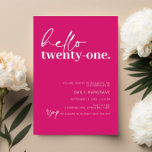 Lebhaftes Hot Pink Hallo 21. Geburtstag Party Einladung<br><div class="desc">Diese minimalistische Typografie-Party Einladung zum 21. Geburtstag ist perfekt für eine moderne Geburtstagsparty. Das schlichte Design zeichnet sich durch zeitgenössischen hello in Script Schriftart auf heißen rosa Hintergrund aus. Anpassbar in jeder Farbe. Behalt das Design minimal und elegant, wie es ist, oder personalisiere es durch Hinzufügen von eigenen Grafiken und...</div>
