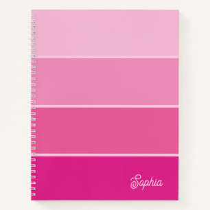 Lebhaftes Hot Pink Ombre Stripes with Script Notizbuch