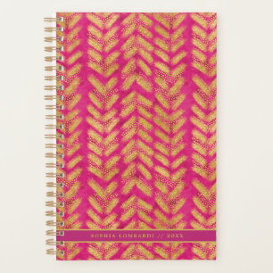 Lebhaftes Hot Pink- und Gold-Muster Planer