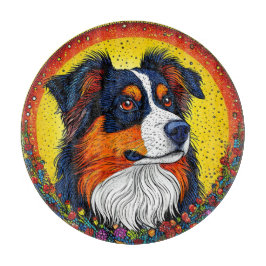 Lebhaftes Illustriertes Portrait eines Hundes Schneidebrett