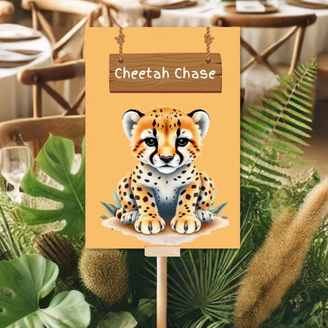 Lebhaftes Jungle Safari Cheetah Tafelschild Tischnummer (Von Creator hochgeladen)