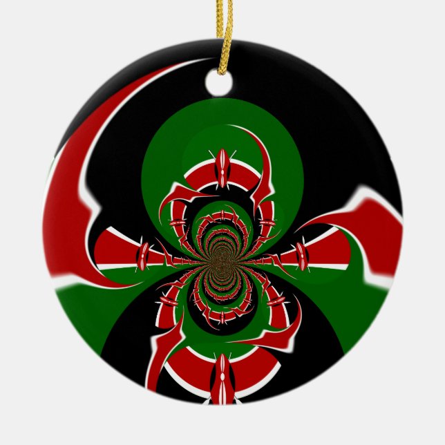 Lebhaftes kenianisches Flaggenmuster: Eine mächtig Keramikornament (Vorne)