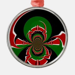 Lebhaftes kenianisches Flaggenmuster: Eine mächtig Silbernes Ornament