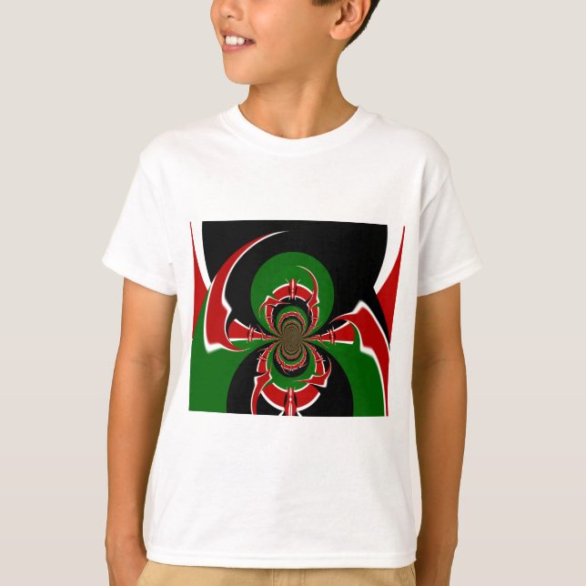 Lebhaftes kenianisches Flaggenmuster: Eine mächtig T-Shirt (Vorderseite)