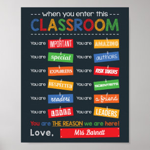 Lebhaftes Klassendekor Ende des Jahres Lehrergesch Poster
