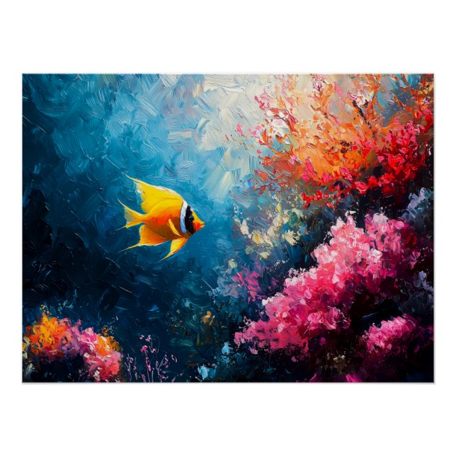 Lebhaftes Korallenriff mit Angelfisch Poster (Vorderseite)