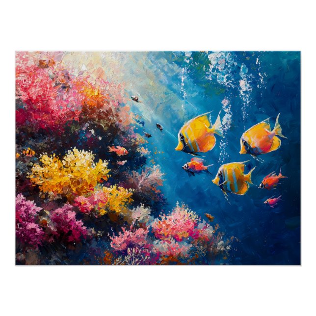 Lebhaftes Korallenriff mit tropischen Fischen Poster (Vorderseite)