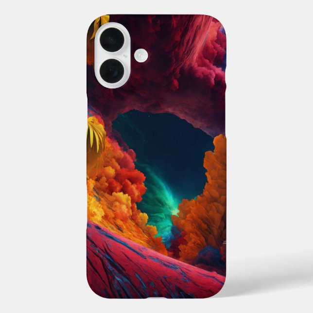 Lebhaftes kosmisches Dreamscape iPhone 16 Fall Plus Hülle (Rückseite)