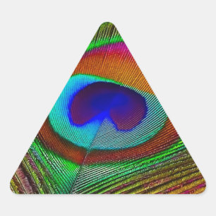 Lebhaftes Kupfer Peacock Feather Dreieckiger Aufkleber