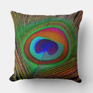 Lebhaftes Kupfer Peacock Feather Kissen