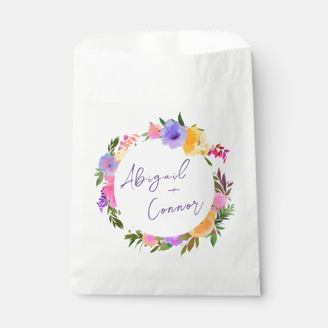 Lebhaftes Lässiges Magenta Violet Gelb Geschenktütchen (Vorderseite)