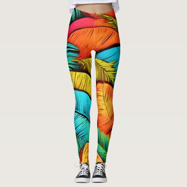Lebhaftes Leafscape Leggings (Vorderseite)