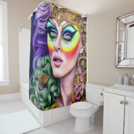 Lebhaftes LGBTQ-Portrait Drag Queen Artwork Duschvorhang