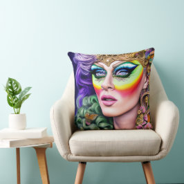 Lebhaftes LGBTQ-Portrait Drag Queen Artwork Kissen
