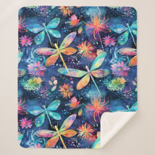 Lebhaftes Libellenmuster Sherpadecke