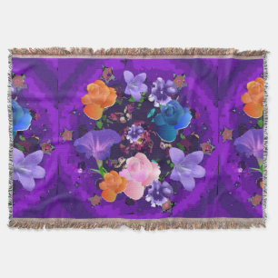 Lebhaftes Lila Abstraktes Blumengeflecht Decke