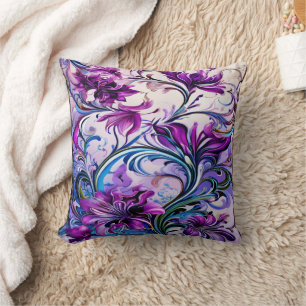 Lebhaftes Lila Blumendesign auf elegantem Hintergr Kissen
