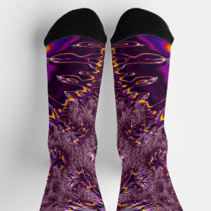 Lebhaftes, Lila Gelbes Groovy Fraktal Art Socken
