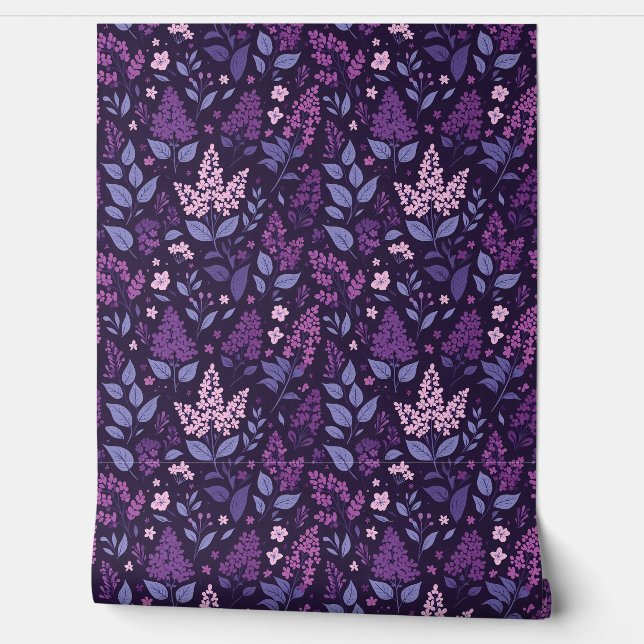 Lebhaftes Lilac Floral Muster Tapete (Abrollen)