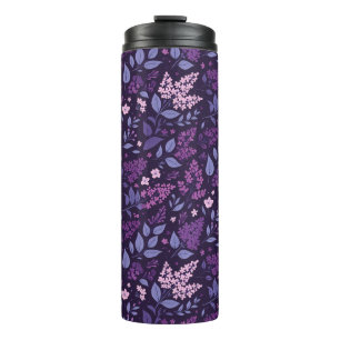 Lebhaftes Lilac Floral Muster Thermosbecher