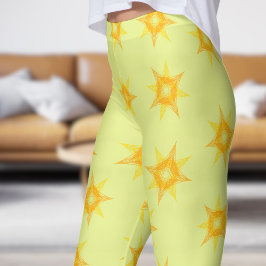Lebhaftes Limon-Gelbes Gold-Star-Muster Leggings