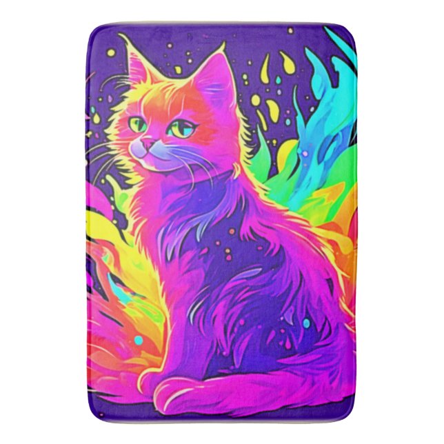 Lebhaftes Malen von Katzen in Flammen Badematte (Vorderseite Vertikal)