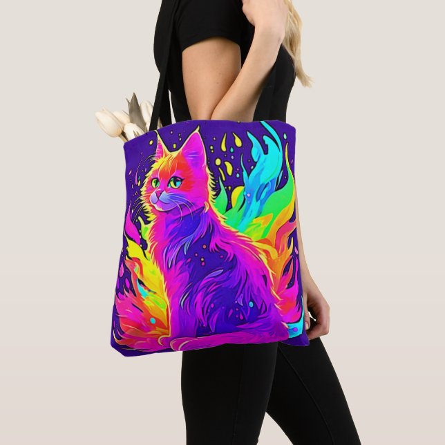Lebhaftes Malen von Katzen in Flammen Tasche (Von Nahem)