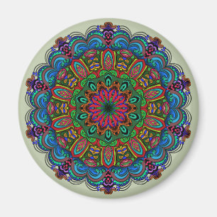 Lebhaftes Mandala Floral- und geometrisches Muster Magnet