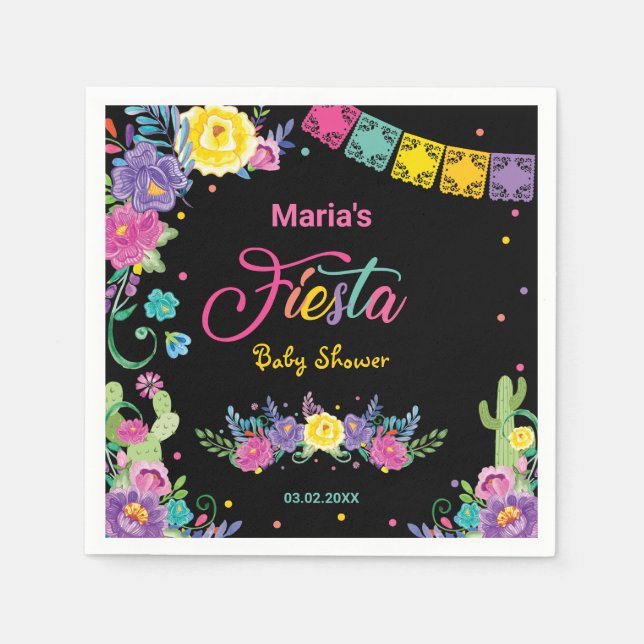 Lebhaftes mexikanisches Blumenfiesta Baby Shower G Serviette (Vorderseite)