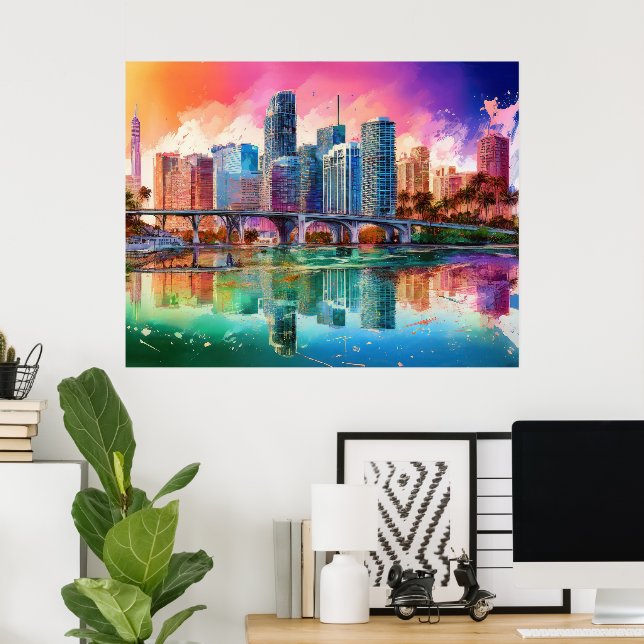 Lebhaftes Miami Abstrakt Art Poster (Heimbüro)