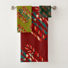 Lebhaftes Mittelalter Moderne Weihnachtscreme Cane Badhandtuch Set