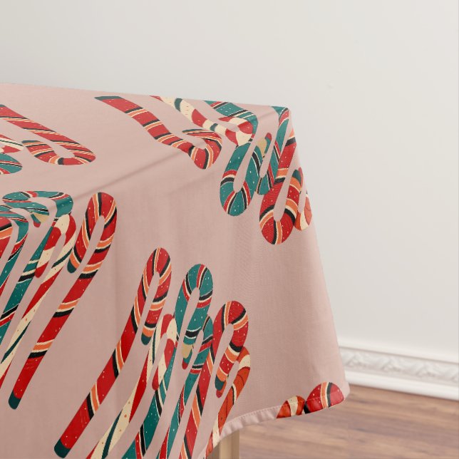 Lebhaftes Mittelalter Moderne Weihnachtscreme Cane Tischdecke (Beispiel)
