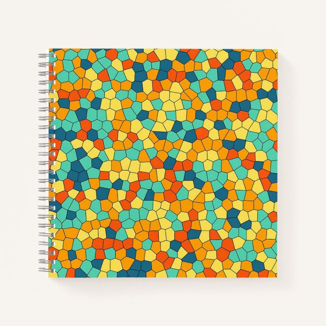 Lebhaftes Mosaikmuster Notizbuch (Vorderseite)