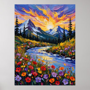 Lebhaftes Motiv für Sonnenaufgang Poster