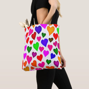 Lebhaftes Multicolor Herzmuster Tasche